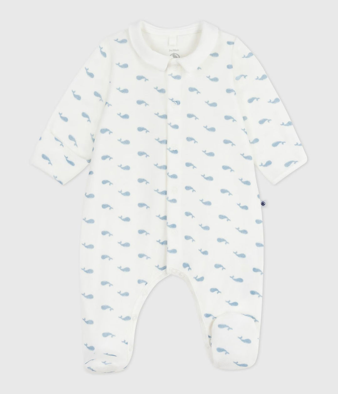 Uniseks Petit Bateau pyjama in fluwelen bouclé met kraagje