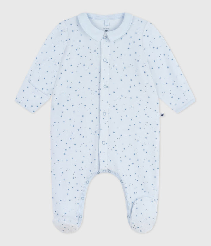 Petit Bateau baby pyjama met sterrenprint in blauw en wit