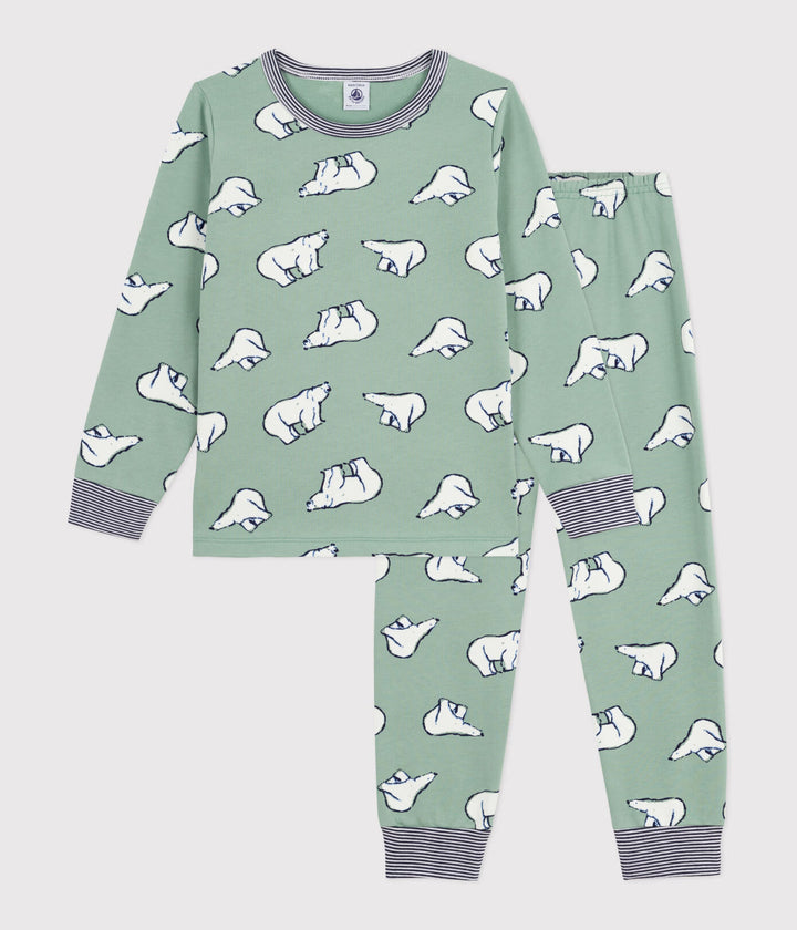 Petit Bateau 2-delige pyjama met berenprint in Saule / Multico