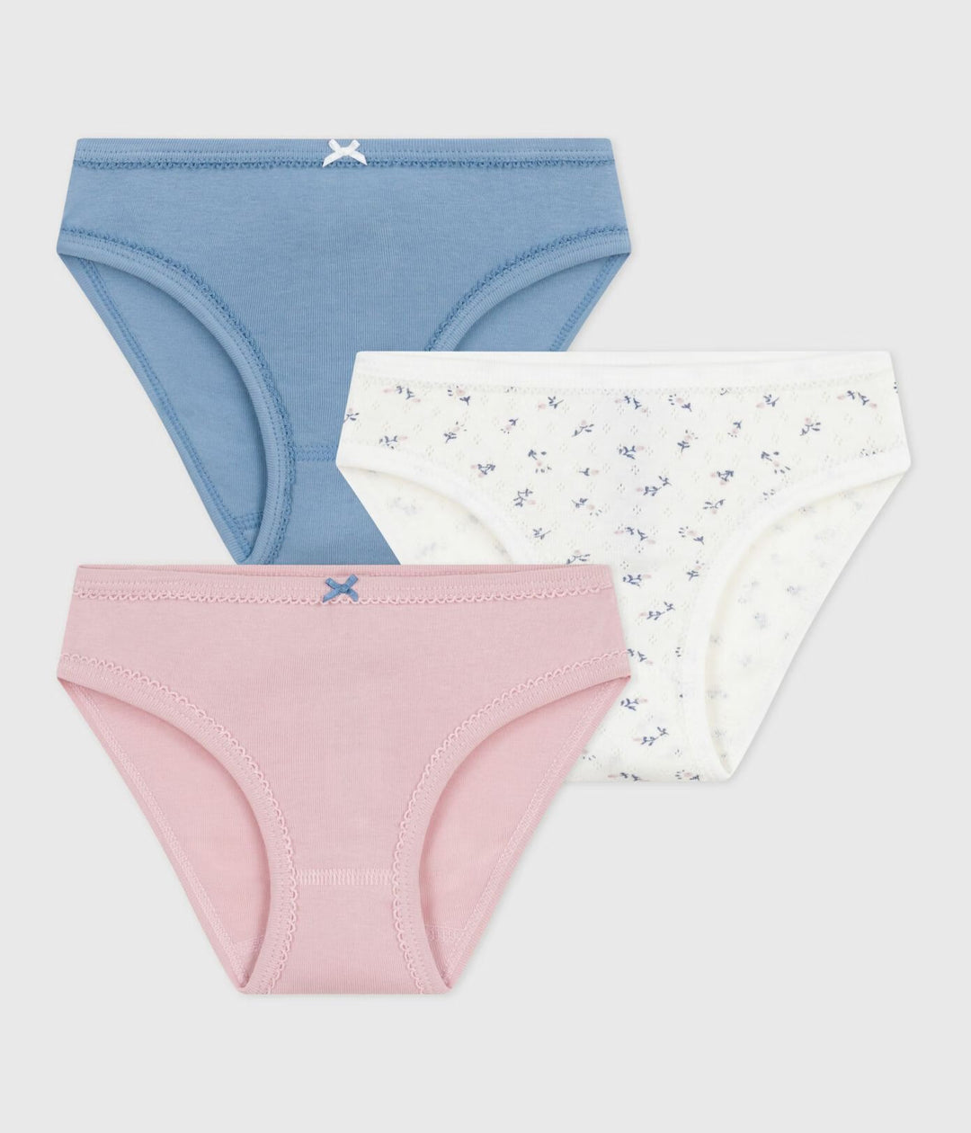 Petit Bateau 3-pack meisjes slips met bloemenprint en effen designs