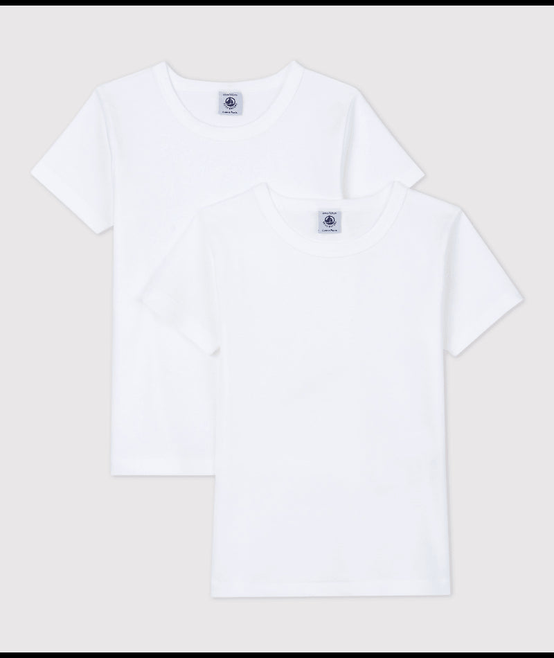 Petit Bateau 2-pack witte T-shirts van katoenrib
