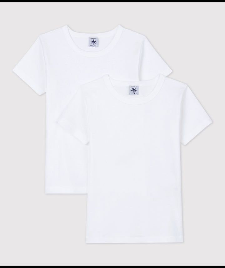 Petit Bateau 2-pack witte T-shirts van katoenrib