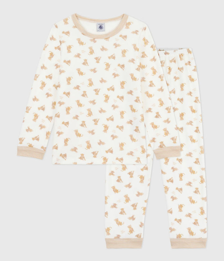 Petit Bateau 2-delige pyjama met luipaardprint in Milk / Multico