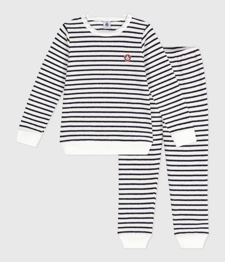 Petit Bateau 2-delige pyjama met strepen in Milk / Soir