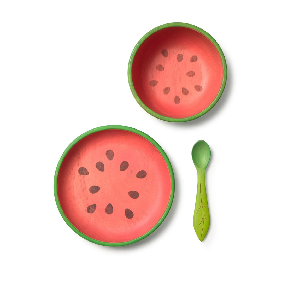Oli & Carol eetset Wally the Watermelon – bord, kom en lepel voor baby's