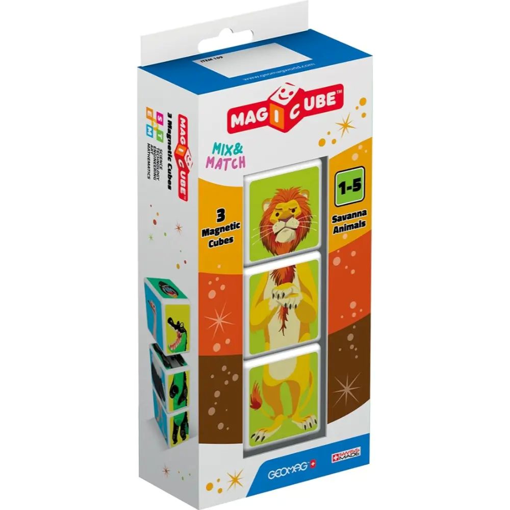 Kind speelt met Geomag Magicube Mix & Match Savannah blokken – 3 stuks