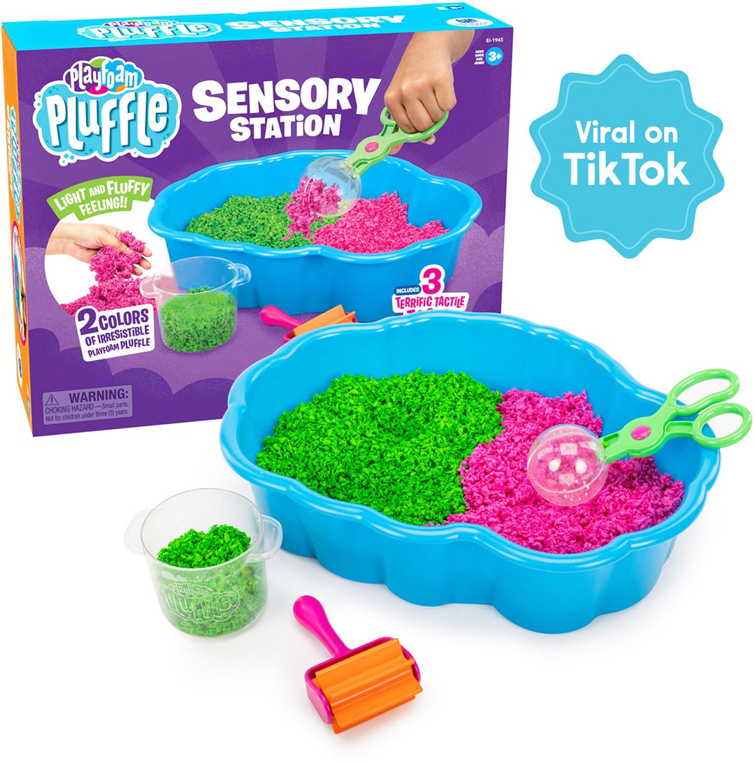Playfoam Pluffle Sensory Station met 32 stenen in classic, sparkle en glow kleuren