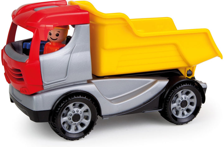 Lena Truckies dump truck 22cm met speelfiguur en kantelbare laadbak, geel