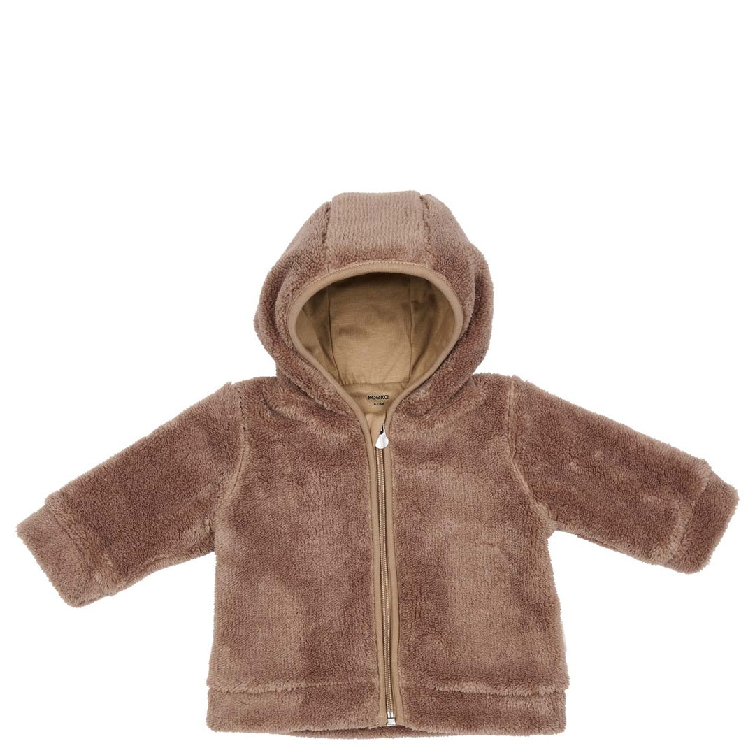 Koeka babyjasje Malmo in zachte teddy stof, kleur caffè