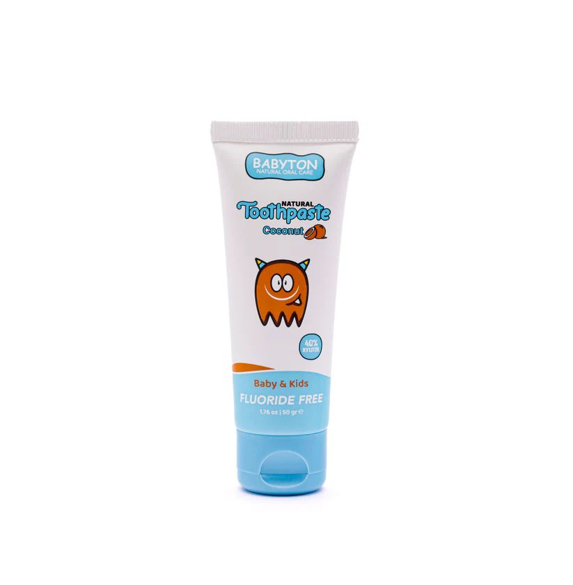 Babyton natuurlijke kokosnoot tandpasta in 50g tube, geschikt voor baby’s