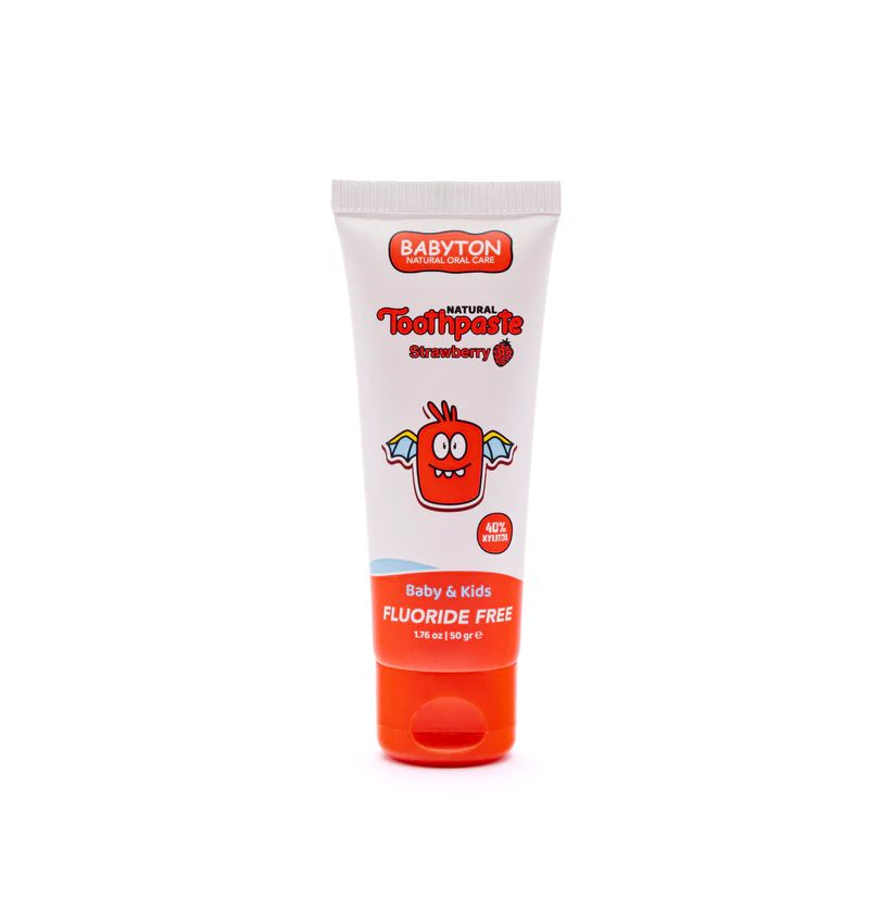 Babyton natuurlijke tandpasta met aardbeiensmaak in 50g tube
