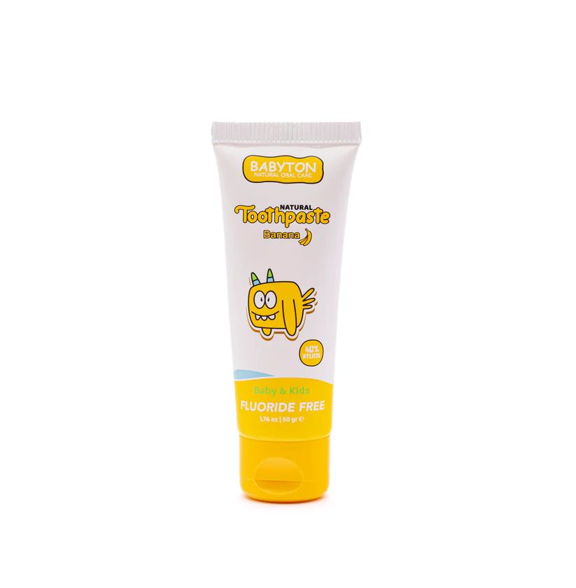 Natuurlijke baby tandpasta met bananensmaak van Babyton, 50g tube