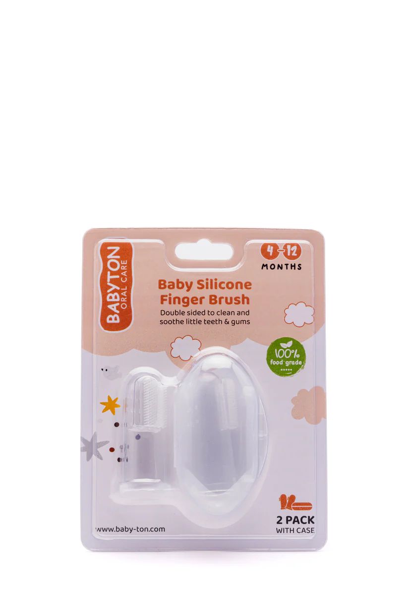 Set van 2 Babyton silicone vingertandenborstels voor baby’s