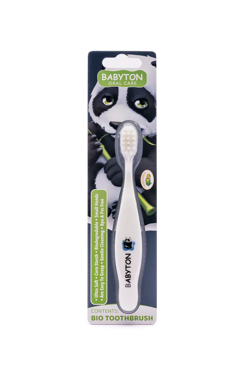 Zachte bio tandenborstel van Babyton met panda-ontwerp