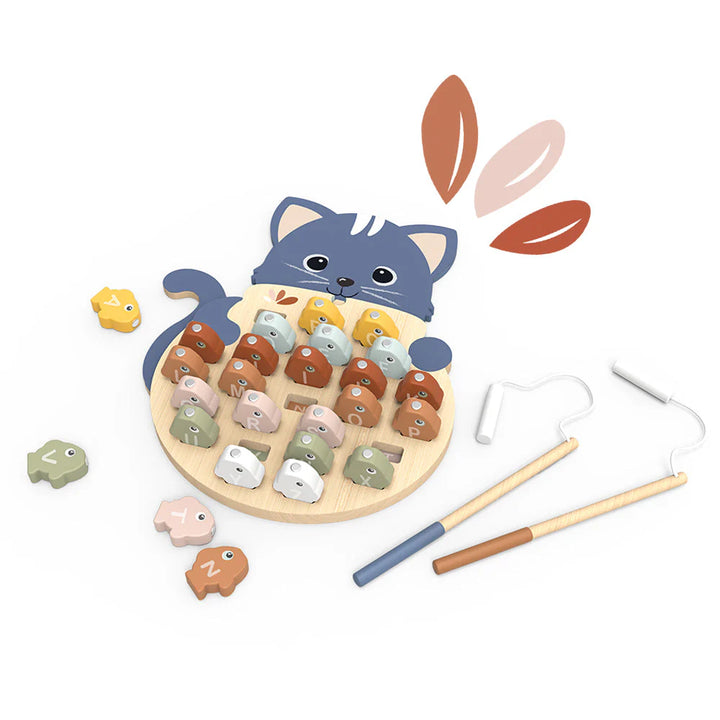 Houten hengelspel Speedy Monkey met alfabetletters en magnetische hengels