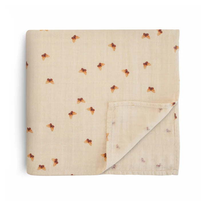 mushie mousseline swaddle doek met vlinderprint