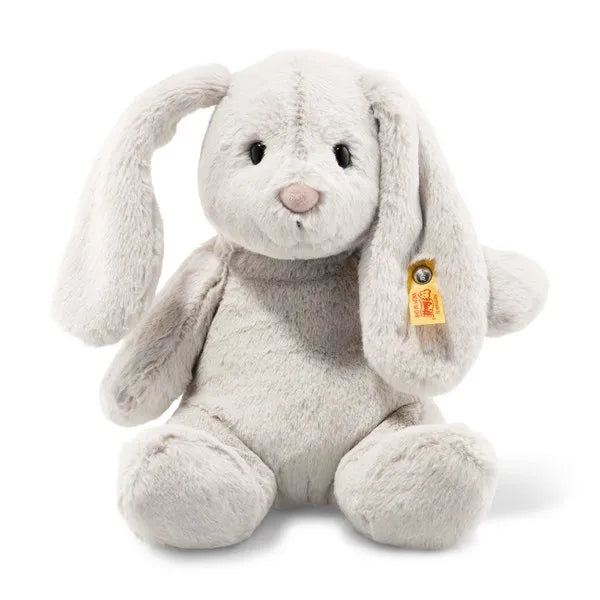 Steiff Hoppie konijn 28 cm lichtgrijs met lange oren en roze neus