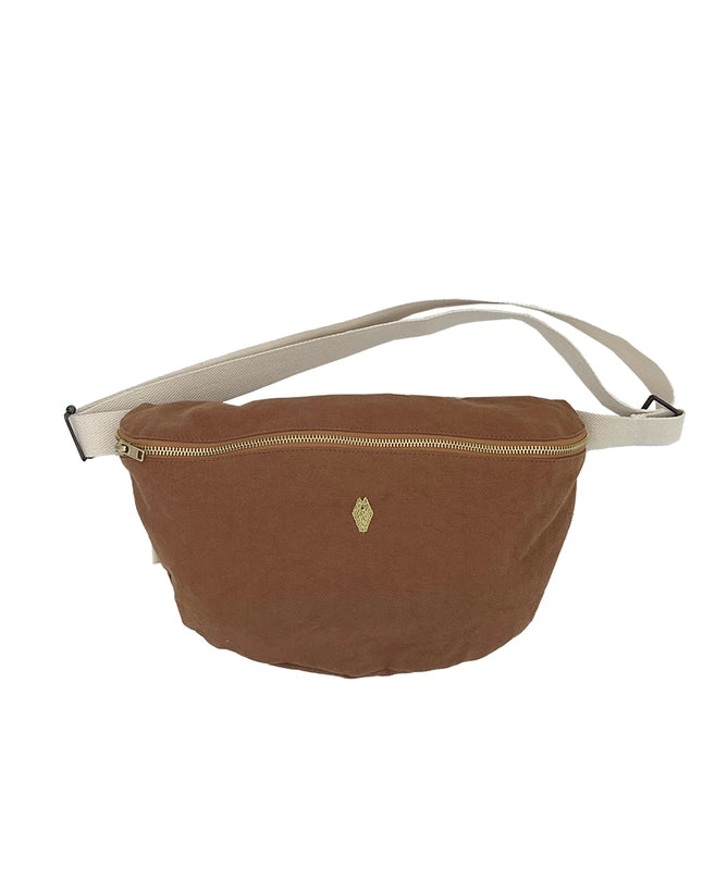 Milinane Banana tas Belt Camel van katoenen canvas met verstelbare riem