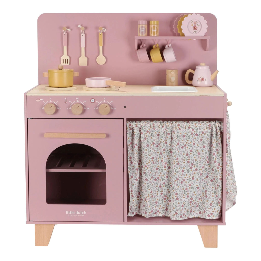Little Dutch houten speelkeuken in roze met accessoires.