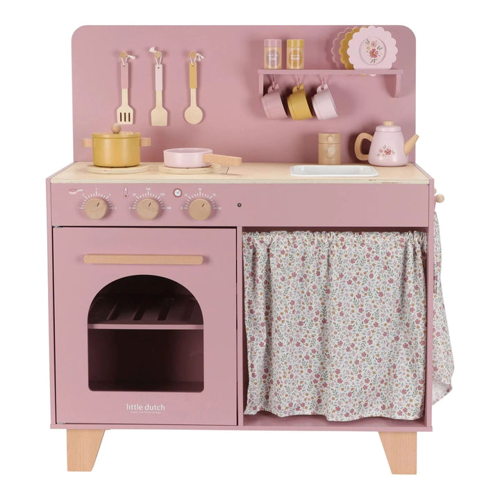 Little Dutch houten speelkeuken in roze met accessoires.