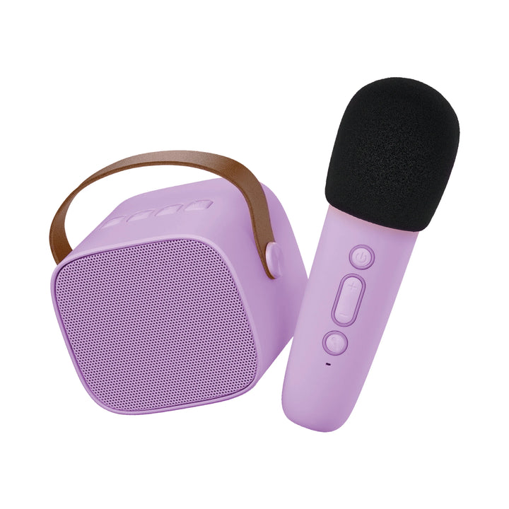 Paarse karaoke set Lalarma met microfoon en speaker voor kinderen