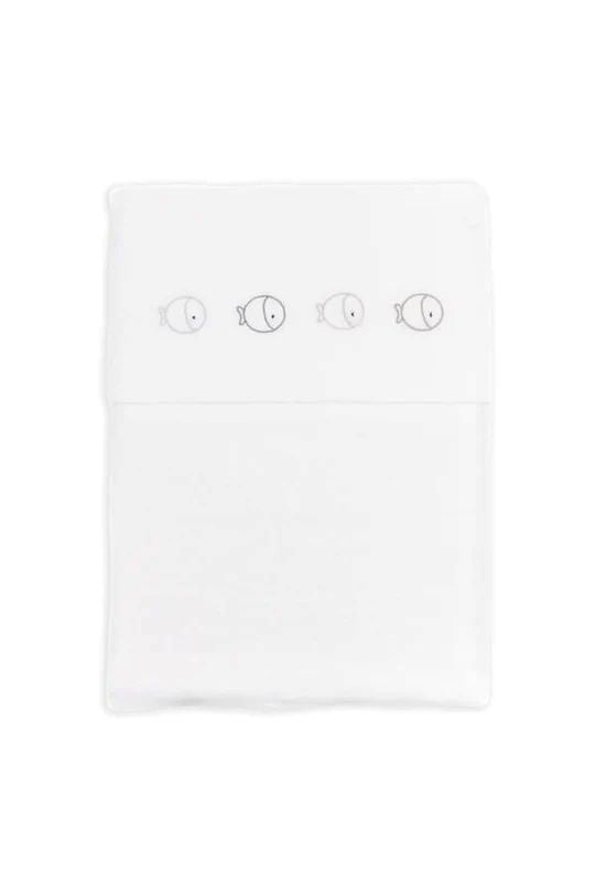 Bamboom ledikantdeken met vissenprint en bijpassende kussensloop, 70x100 cm