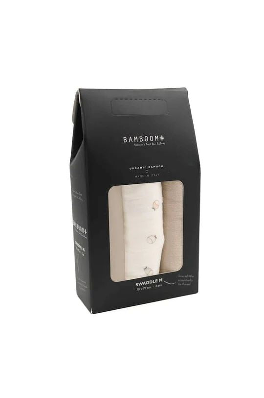 Set van 3 bamboe mousseline doeken met vissenprint, 70x70 cm