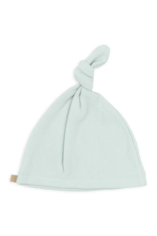 Grijs newborn babymutsje van Bamboom met knoop, uit de Pure-lijn