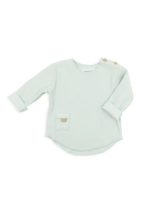 Sky Grey lang mouw T-shirt van Bamboom Pure-lijn met houten knopen