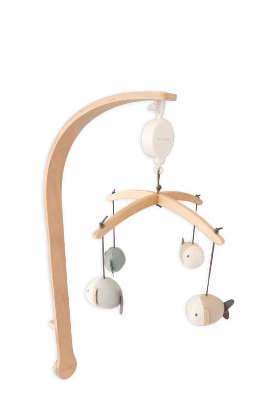 Blauwe Bamboom mobielarm in visvorm, geschikt voor wieg of box