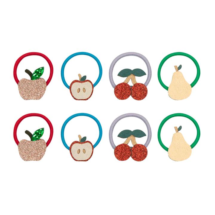 Set van 8 kleurrijke Mimi & Lula mini elastiekjes met glitterfruitjes