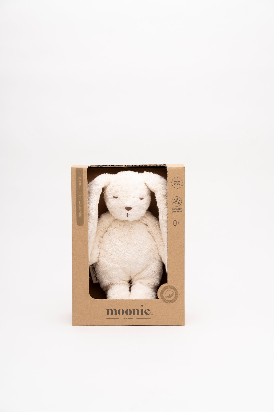 Moonie Sensory Bunny Polar – zachte knuffel van biologisch katoen