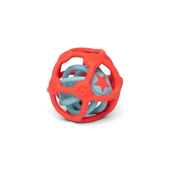 Little L sensorische ballenset in oranje en blauw, stapelbaar siliconen speelgoed