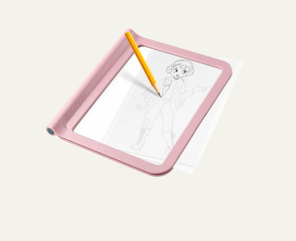KIDYDRAW PRO mode lichttafel in roze, met 1000+ combinaties van outfits en accessoires