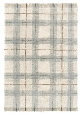 Lorena Canals Tartan Vintage tapijt Blue Sage – wasbaar katoenen vloerkleed 140x190