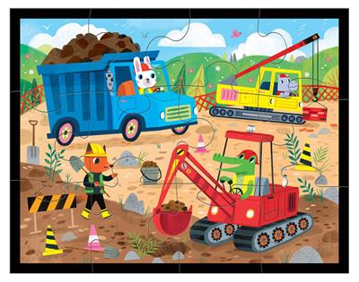 Mudpuppy bouwwerfpuzzel voor peuters in herbruikbaar zakje met rits