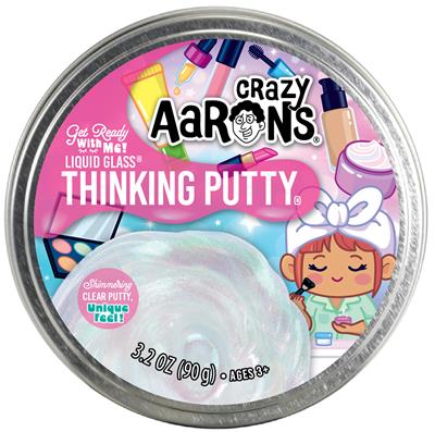 Glinsterende Thinking Putty met roze en blauwgroene glitters in heldere basis