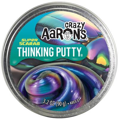 Iridescerende fidget putty in scarabee-kleuren blauw, paars en koper