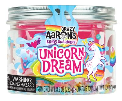 Felroze unicornslijm met eenhoornbedeltjes van Crazy Aaron’s