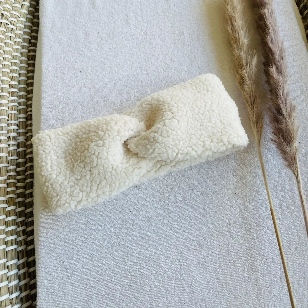 Bibi Kidz teddy twist haarband crème – warme baby haarband 0-6 maanden