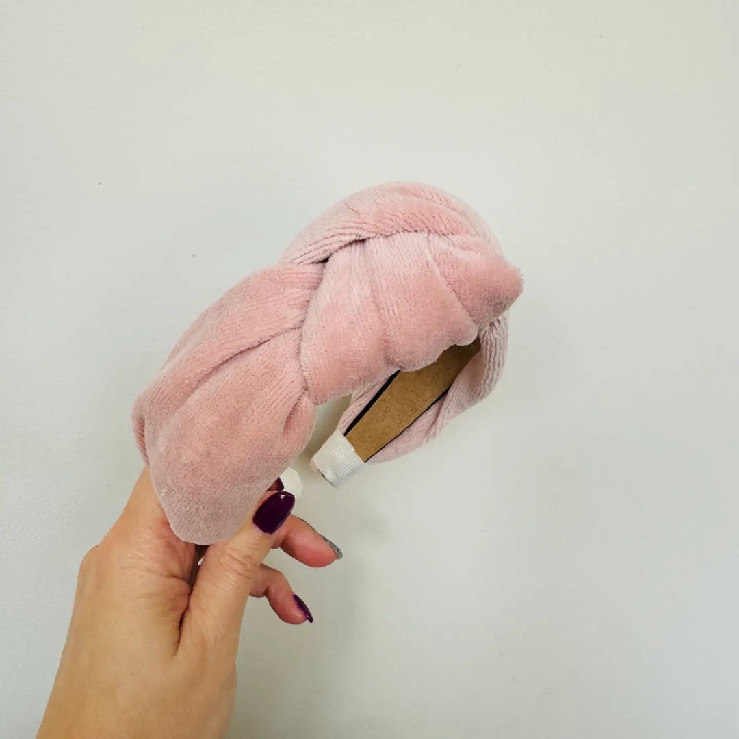Bibi Kidz knoop haarband roze – zachte velours haarband voor kinderen en volwassenen