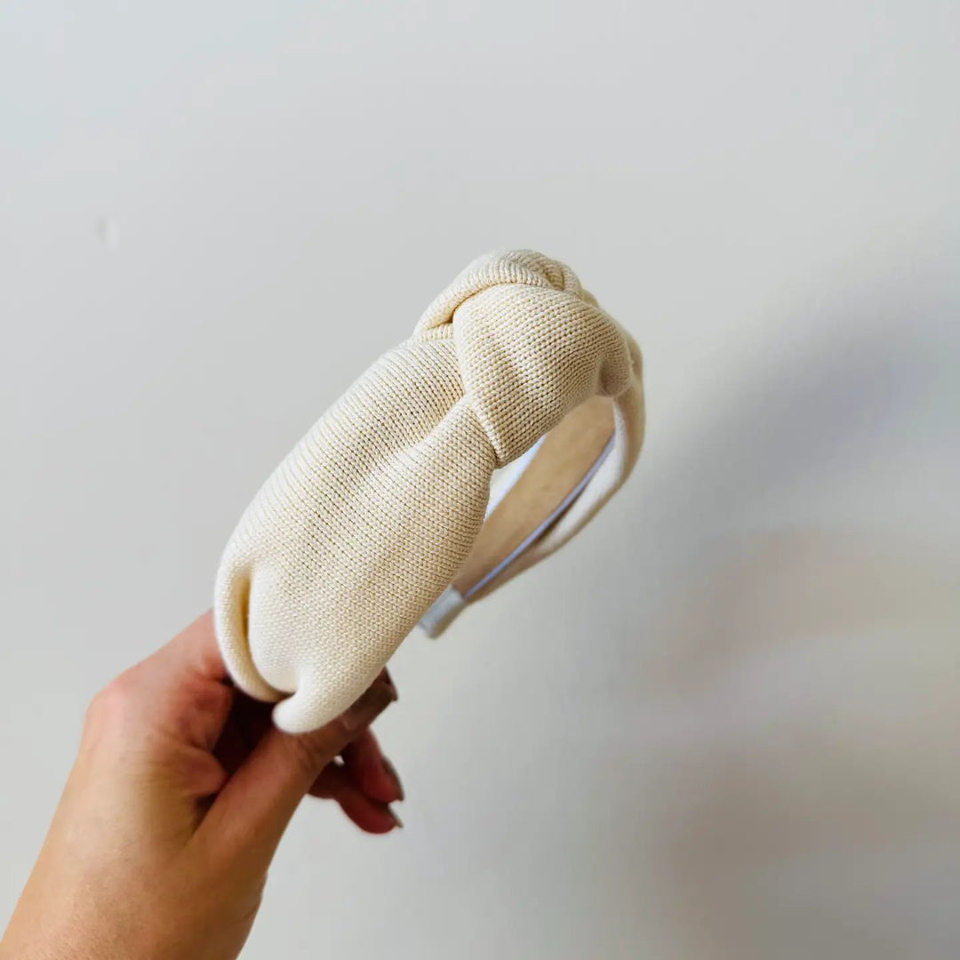 Bibi Kidz knoop haarband naturel – gebreide katoenen haarband voor kind en volwassene