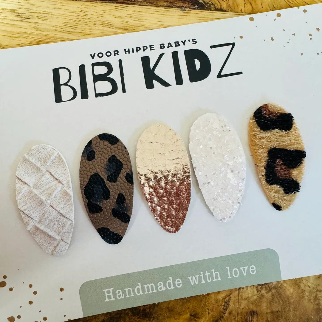 Bibi Kidz haarspeldjes Bibi 5 – handgemaakte kinderaccessoires met imitatieleer