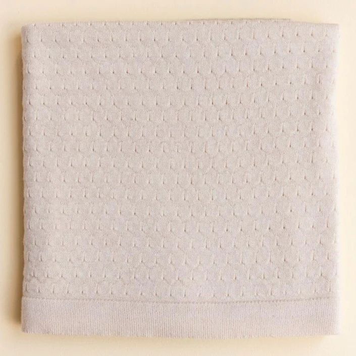 Hvid gebreid babydeken Frankie Cream 70x95 cm merinowol