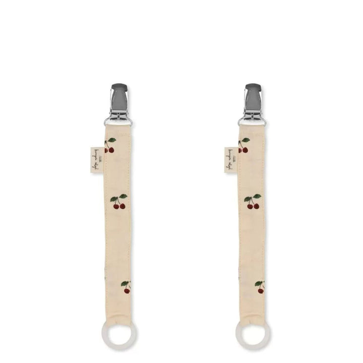 Fopspeenkettingen Konges Slojd Cherry print, 2 stuks biologisch katoen