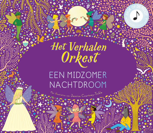 Omslag van het kinderboek 'Een Midzomernachtdroom' met feeën en maanlicht