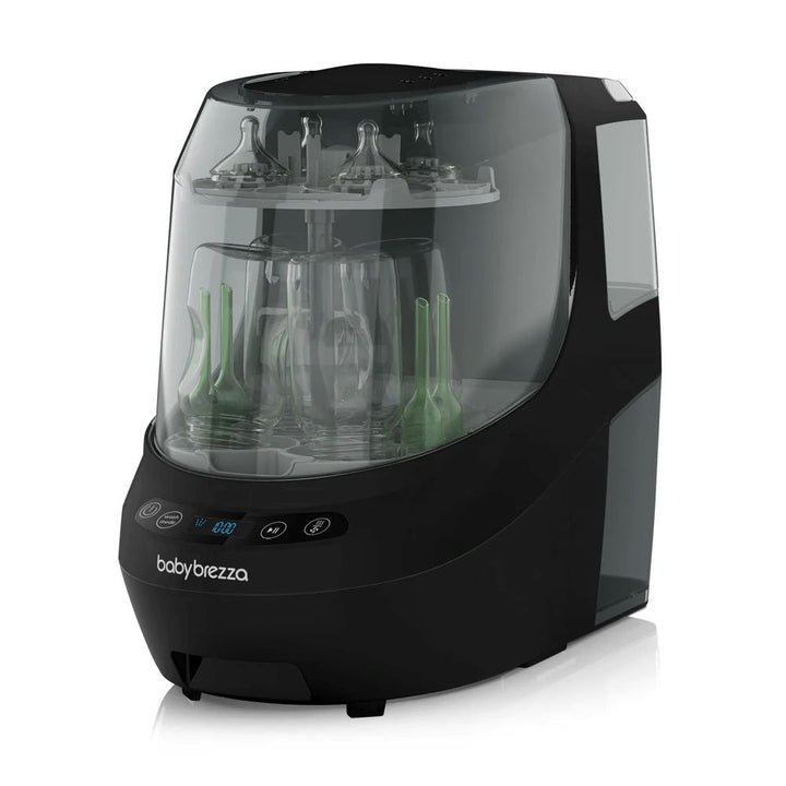 Baby Brezza Flessenwasser Pro zwart met LCD-display, flessen en accessoires