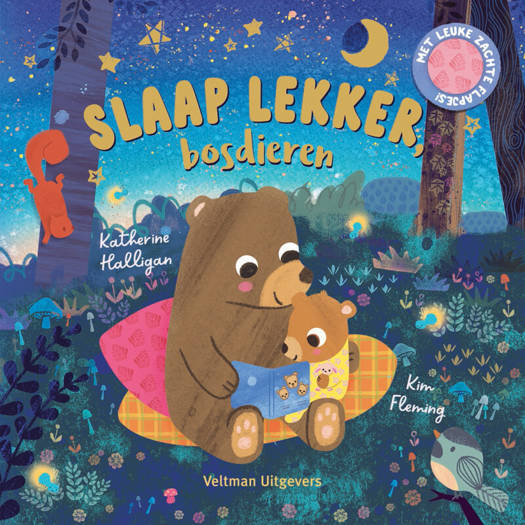 Kinderboek "Slaap Lekker, Bosdieren" met zachte flapjes en slapende bosdieren.