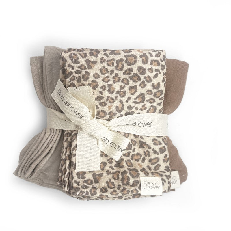 Set van 3 tetradoeken van Babyshower met Wild Print, biologisch katoen