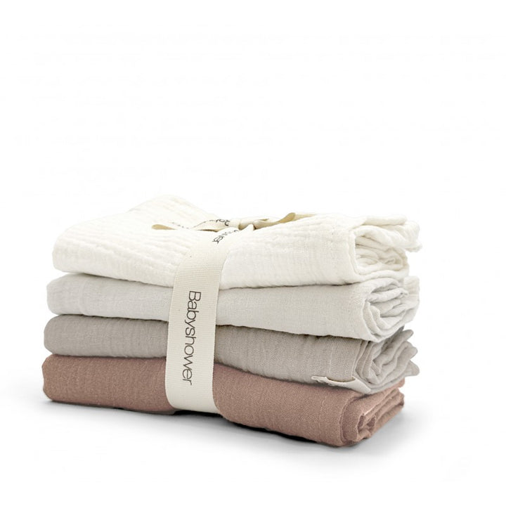 Set van 4 tetradoeken van Babyshower in Latte kleuren, biologisch katoen 70x70 cm